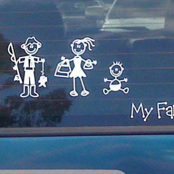 Stickers man met hengel - moeder met tas - babysticker